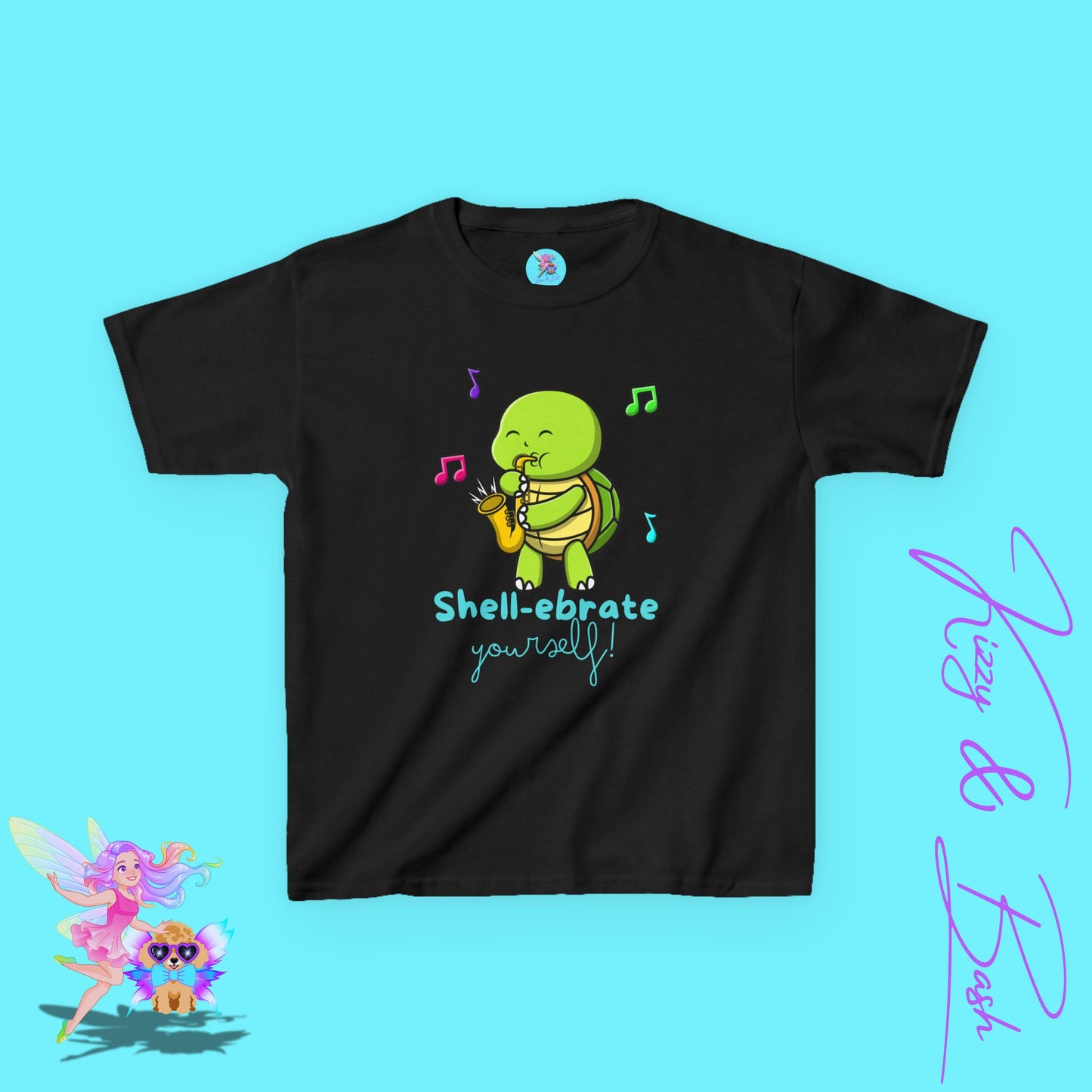 Saxophone-Playing Turtle Shirt for Kids Band Camp T-Shirt Gift for Music Lovers Funny Band Shirt Gift Band Student Gift for Turtles Lovers Motivational Shirt Self-Love Gift Idea for Kids Heavy Cotton™ Tee
