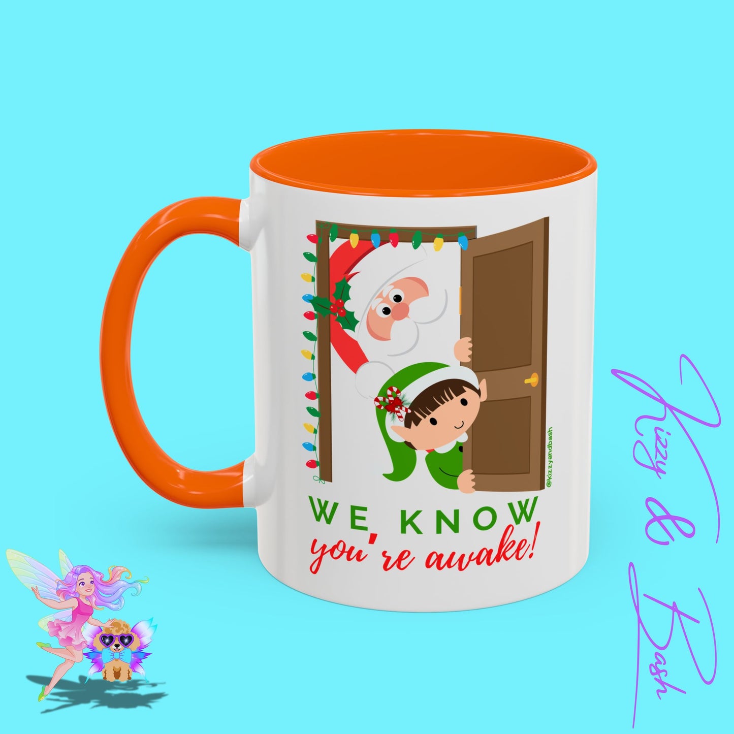 Funny Santa and Elf Mug Unique Santa Coffee Mug Hilarious Elf Lover Gift Funny Christmas Mug Perfect Christmas Gift for Teacher Appreciation We Know You're Awake Accent Coffee Mug - 11, 15oz
