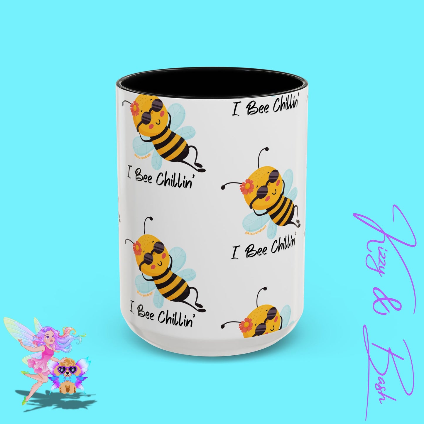 Cute Honey Bee Coffee Mug Funny Bee Mug Nature Lover Gift Idea Unique Gift for Bee Lovers Perfect Gift for Beekeepers Cute Teacher Appreciation Gift I Bee Chillin' Accent Coffee Mug - 11, 15oz