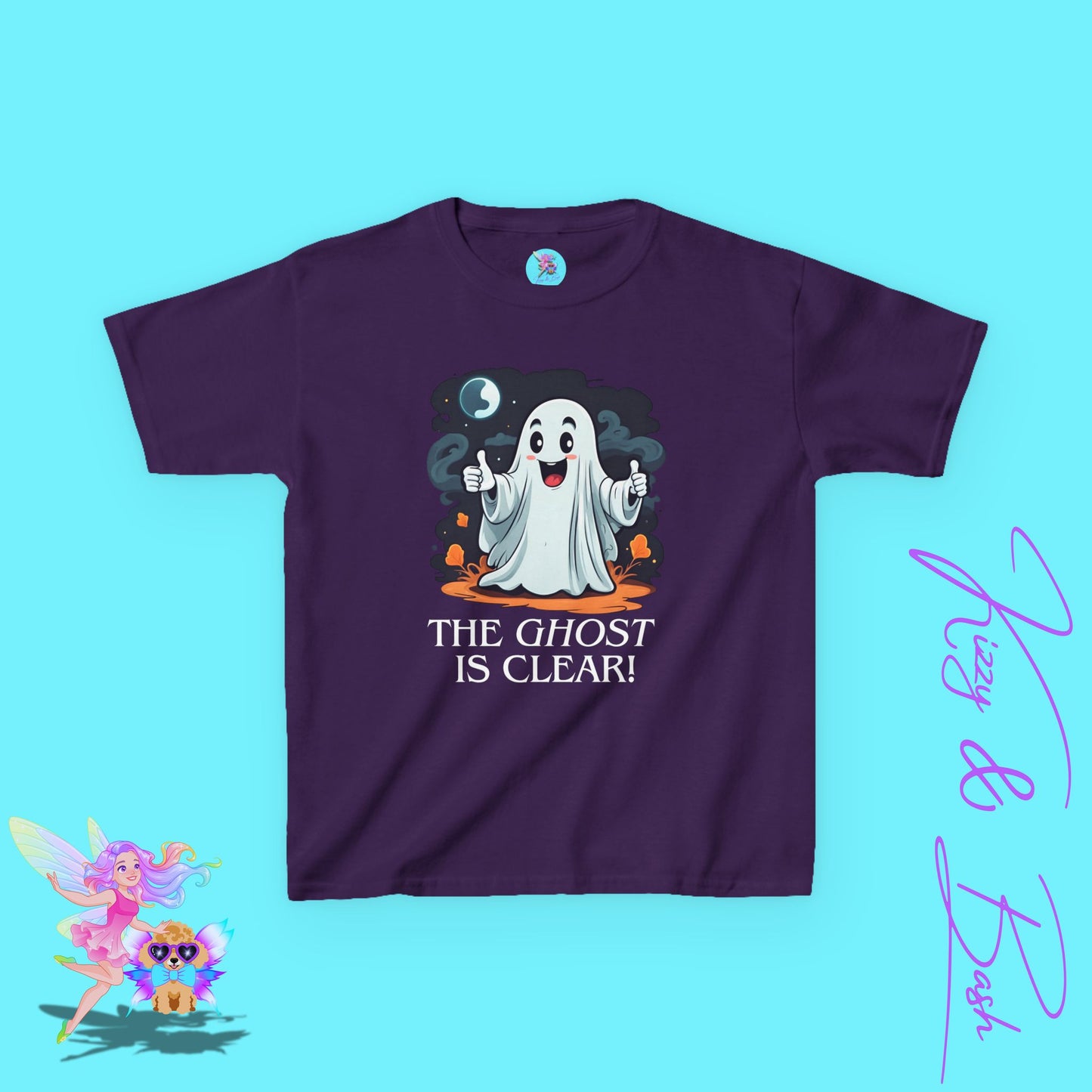 The Ghost is Clear T-Shirt Cute Cartoon Ghost Halloween Pun Shirt Gift for Halloween Lovers Funny Shirt for Family and Friends Halloween Gift for Kids Heavy Cotton™ Tee