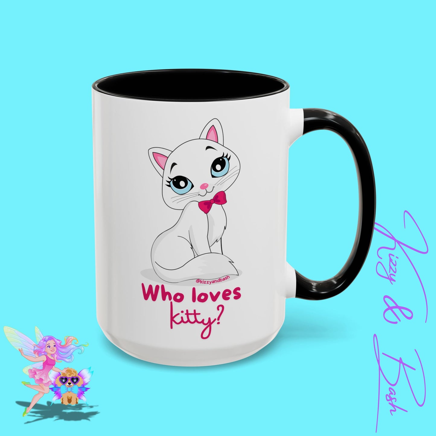 Flirty Kitty Cat Coffee Mug for Her Unique Cat Lover Gift Funny Animal Mug for Her White Cat Coffee Mug Perfect Gift for Cat Mom Who Loves Kitty Accent Coffee Mug - 11, 15oz