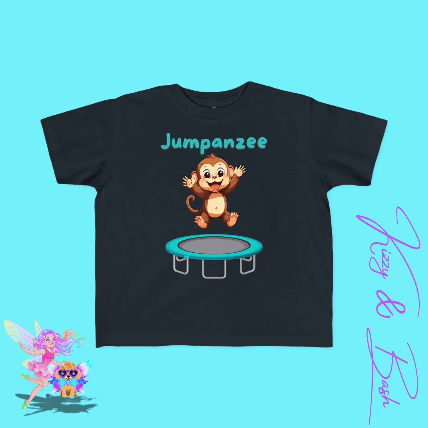 Jumpanzee Jumping Monkey Shirt for Toddlers Funny Pun Shirt for Him or Her Perfect Gift for Monkey Lovers Fun Zoo Field Trip Shirt Cute Animal Pun T-Shirt Hilarious Trampoline Park T-Shirt Gymnastics Lover Shirt for Toddler's Fine Jersey Tee