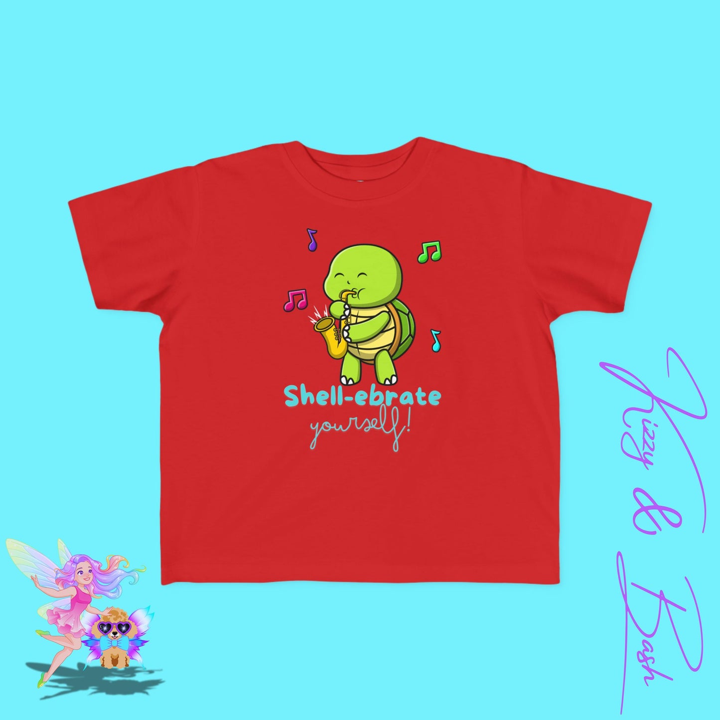 Saxophone Playing Turtle T-Shirt for Toddlers Fun Band Camp T-Shirt Gift for Music Lovers Funny Band Shirt Cute Music Lover Tee Feel-Good Gift Shirt Perfect Gift for Turtle Lovers Shell-ebrate Yourself Shirt for Toddler's Fine Jersey Tee