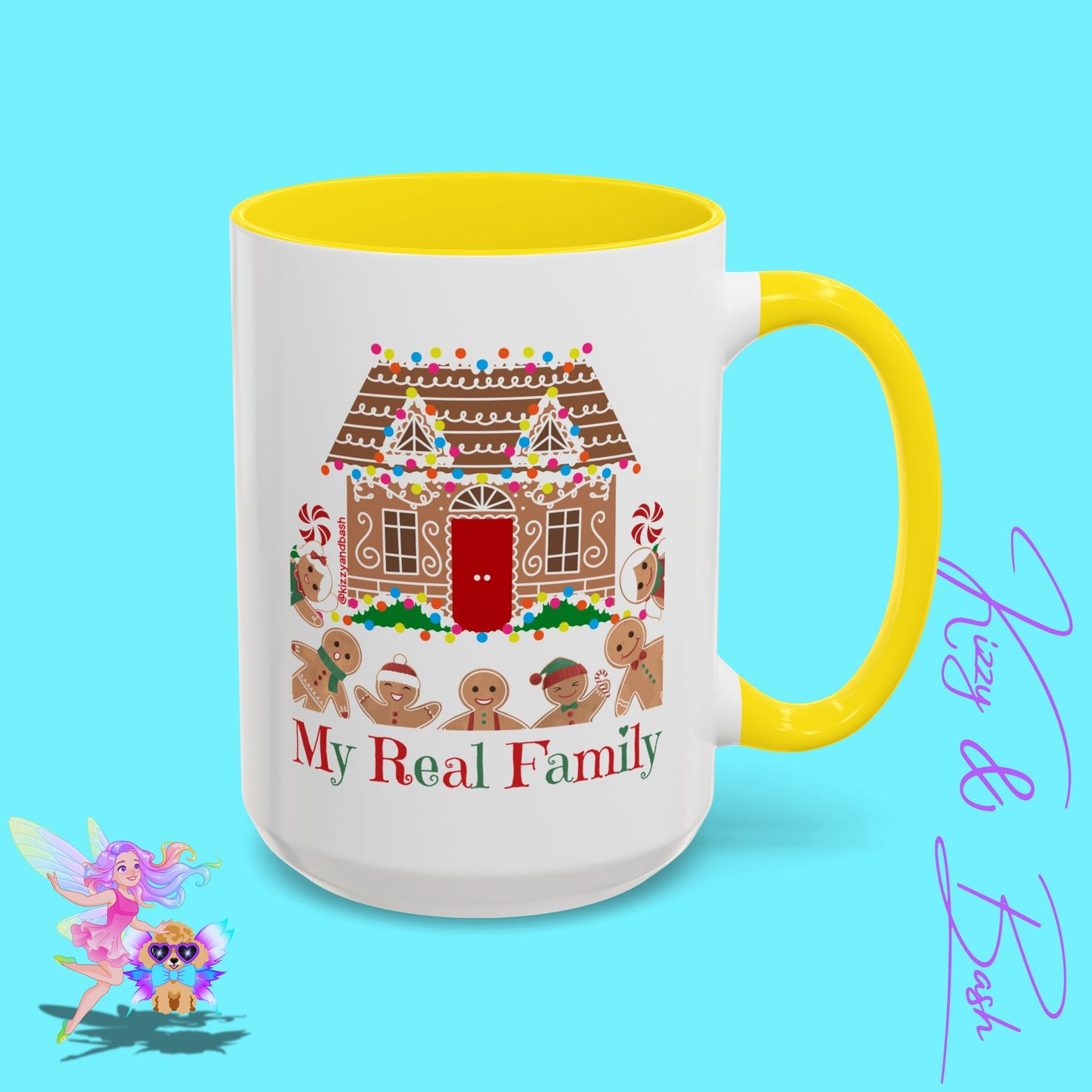 Cute Gingerbread Mug Funny Gingerbread Coffee Mug Fun Gingerbread Family Unique Christmas Gift Idea for Friends and Family Perfect Gift for Gingerbread Lovers and Gingerbread Bakers My Real Family Accent Coffee Mug - 11, 15oz