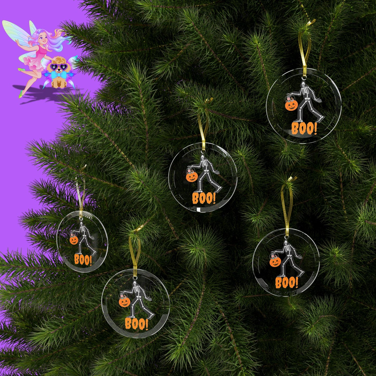 Funny Bigfoot Christmas Ornament Bigfoot Skeleton Trick-or-Treating Unique Christmas Gift for Cryptid Lovers Perfect Gift for Bigfoot Believers Cryptidcore Glass Ornaments