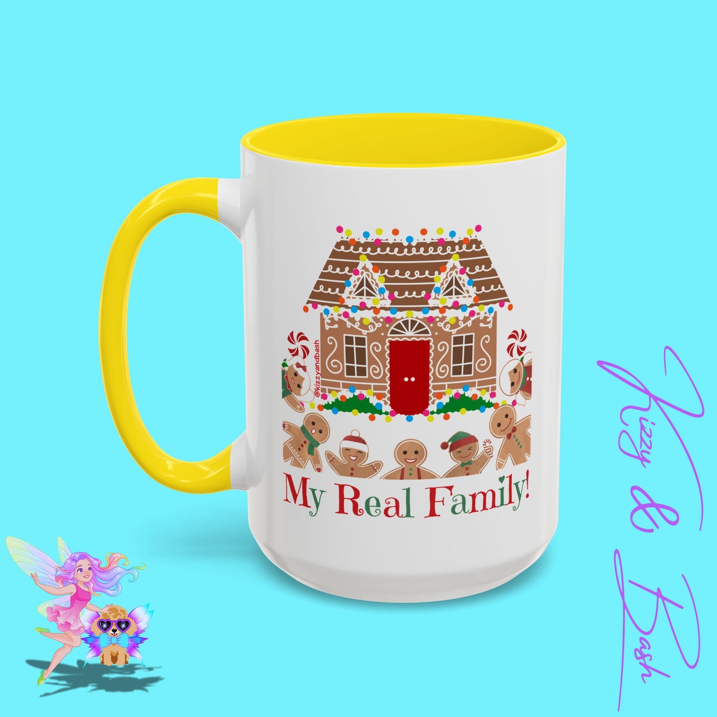 Cute Gingerbread Mug Funny Gingerbread Coffee Mug Fun Gingerbread Family Unique Christmas Gift Idea for Friends and Family Perfect Gift for Gingerbread Lovers and Gingerbread Bakers My Real Family Accent Coffee Mug - 11, 15oz