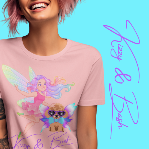 Kizzy & Bash Signature T-Shirt Whimsical Fairy Girl and Toy Poodle Tee Fairycore Aesthetic Shirt Dog Lover Gift Adult Unisex Jersey Short Sleeve Tee