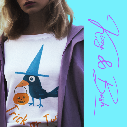 Funny Trick-or-Tweet Halloween Shirt for Adults Cute Black Bird with Jack-o’-Lantern Funny Halloween Pun T-Shirt Raven Lover Gift Adult Unisex Jersey Short Sleeve Tee Halloween Gift for Him or Her