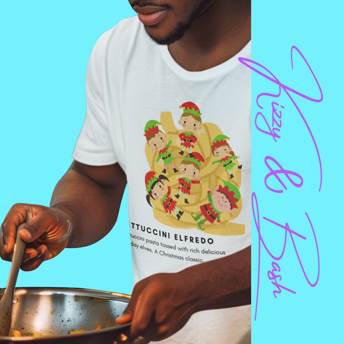 Fettuccini Elfredo Foodie Lover Shirt Pasta and Elves Funny Holiday T-Shirt Food Pun Christmas Shirt Food Lover Tee Hilarious Christmas Gift Teacher Christmas Gift Adult Unisex Jersey Short Sleeve Tee