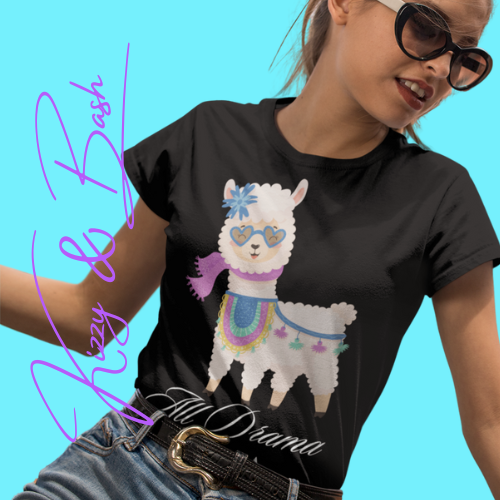 All Drama Llama T-Shirt Funny Pun Tee for Animal Lovers Stylish Llama Lover Gift Tee Gift for Llama Lovers Adult Unisex Jersey Short Sleeve Tee