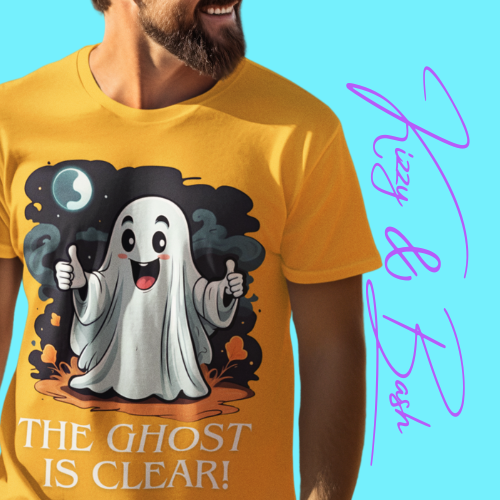 The Ghost is Clear T-Shirt Funny Halloween Ghost Tee Halloween Pun Shirt Unique Halloween Gift Silly Halloween Shirt for Friends & Family Paranormal Ghost Hunter Shirt Adult Unisex Jersey Short Sleeve Tee