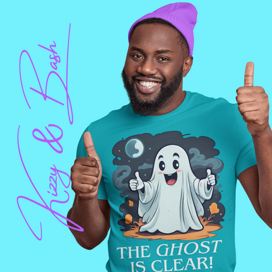 Halloween Ghost Shirt The Ghost is Clear Punny Halloween T-Shirt Funny Halloween Shirt for Him or Her Fun Gift for Pun Lovers Funny Halloween Graphic Tee for Adults Perfect Gift for Ghost Hunters Paranormal T-Shirt Unisex Heavy Cotton Tee