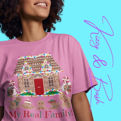 Gingerbread Family T-Shirt for Adults My Real Family Found Family Gift Idea Unique Gingerbread Gift for Gingerbread Lovers White Elephant Gift Exchange Idea Funny Christmas Cookies Tee Unisex Heavy Cotton Tee