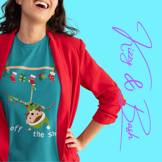 Funny Elf Off the Shelf Christmas T-Shirt for Adults Perfect Gift for Elf Lovers Unique Christmas T-Shirt Clumsy Elf Tee White Elephant Gift Exchange Idea Funny Holiday Graphic Tee Unisex Heavy Cotton Tee