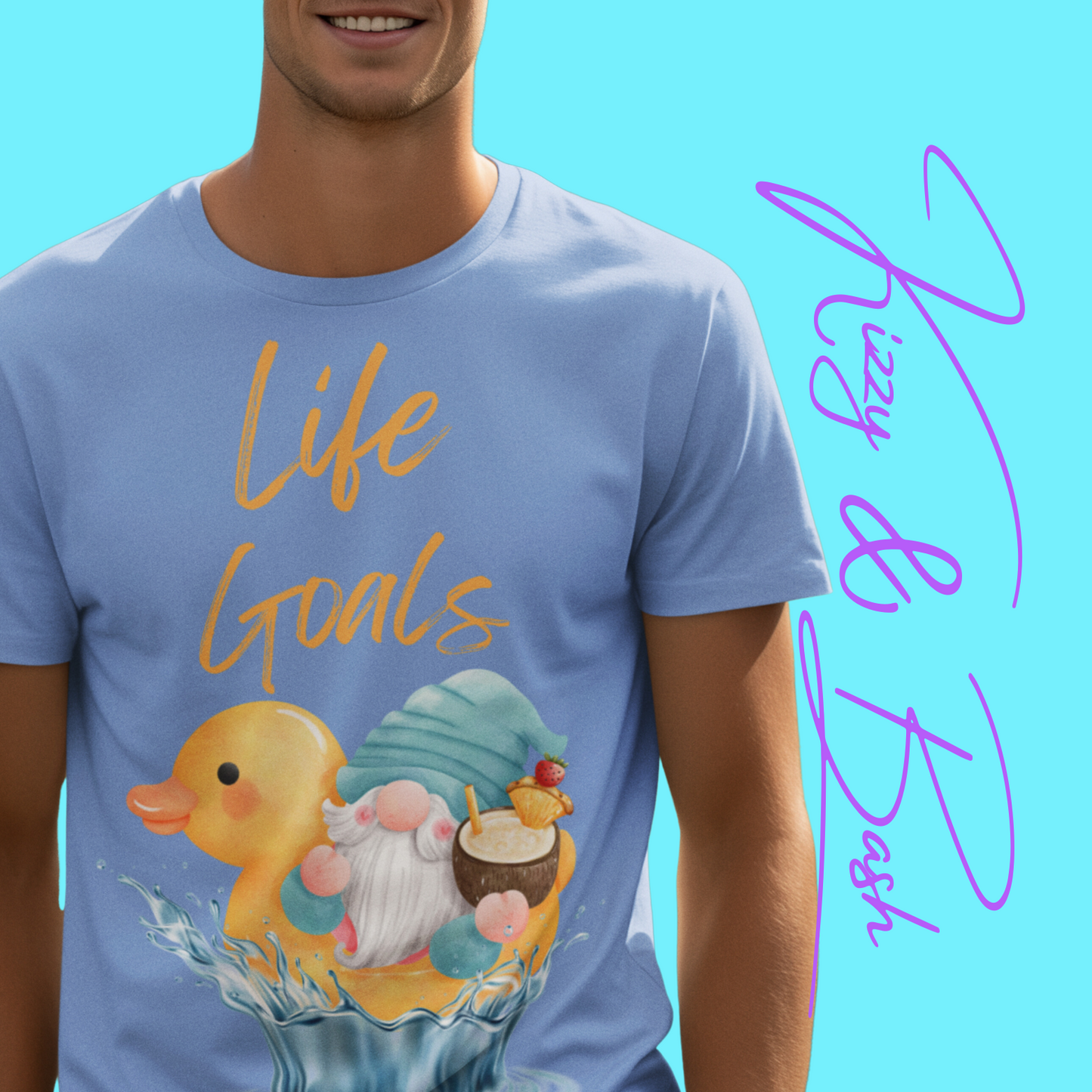 Life Goals Shirt for Adults Gnome Riding a Rubber Ducky T-Shirt Perfect Vacation Tee for Him or Her Gift for Gnome Lovers Gift Cute Gnomecore Shirt Funny Gift for Rubber Ducky Fans Unisex Heavy Cotton Tee