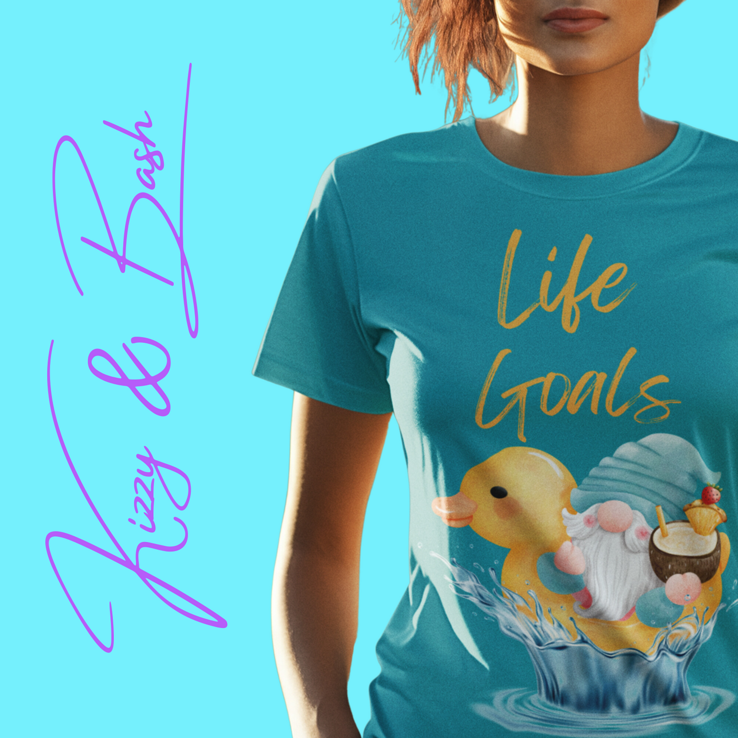 Life Goals Shirt for Adults Gnome Riding a Rubber Ducky T-Shirt Perfect Vacation Tee for Him or Her Gift for Gnome Lovers Gift Cute Gnomecore Shirt Funny Gift for Rubber Ducky Fans Unisex Heavy Cotton Tee