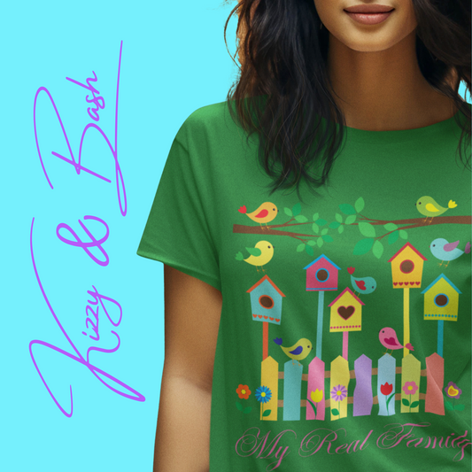 Bird Lover T-Shirt My Real Family Shirt Found Family Gift Idea Naturecore Tee for Him or Her Beautiful Spring Birds Shirt Perfect Gift for Bird Watchers Unisex Heavy Cotton Tee
