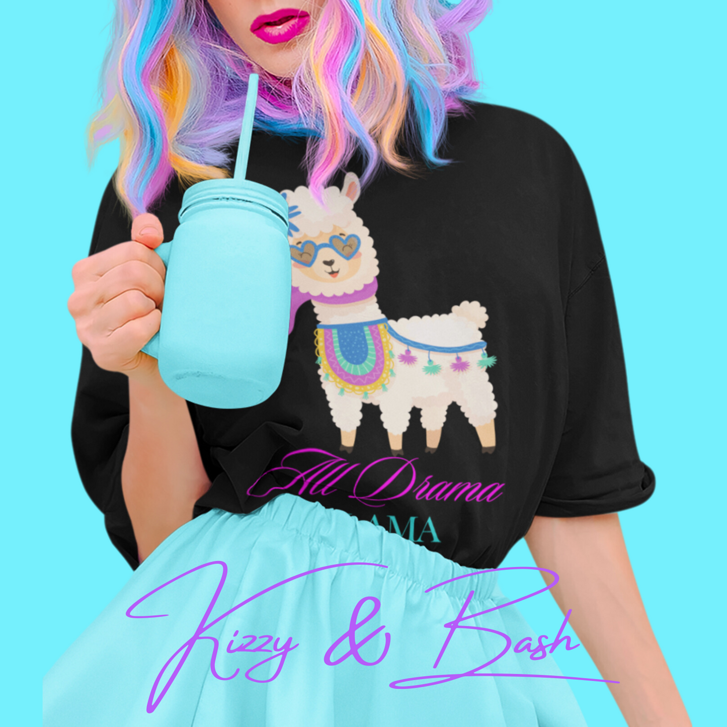 All Drama Llama T-Shirt for Adults Sassy T-Shirt for Her Unique Llama Shirt Gift for Llama Lovers Funny Animal T-Shirt for Her Drama Queen Shirt Unisex Heavy Cotton Tee