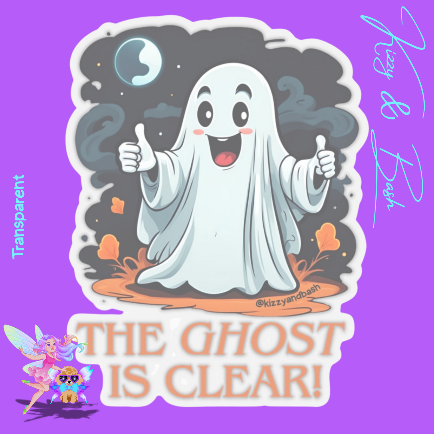 Funny Halloween Sticker for Kids Cute Ghost Sticker Perfect Halloween Gift Funny Paranormal Sticker The Ghost is Clear The Coast is Clear Pun Ghost with Two Thumbs Up Kiss-Cut Stickers