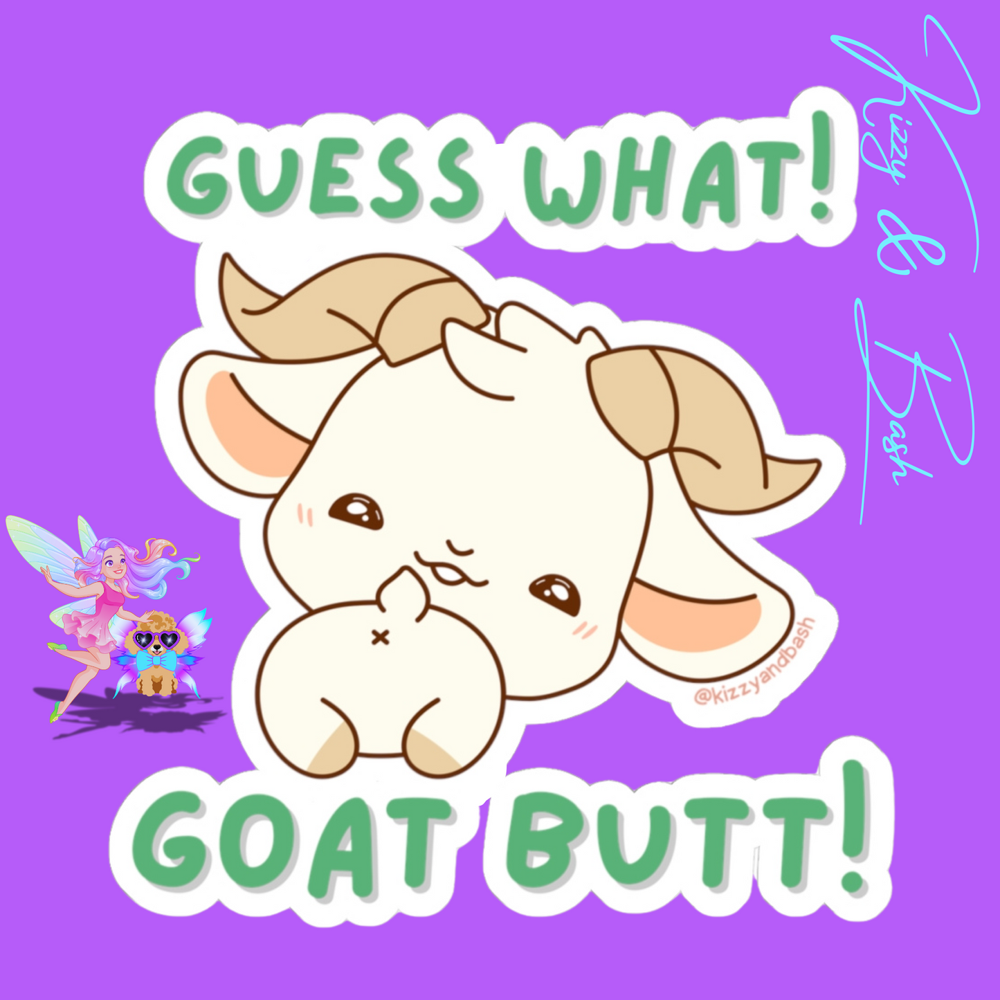 Funny Goat Stickers for Kids Cute Farm Animal Stickers Perfect Gift for Goat Lovers Punny Gift for Animal Lovers Guess What Chicken Butt Joke Pun Guess What Goat Butt Kiss-Cut Stickers