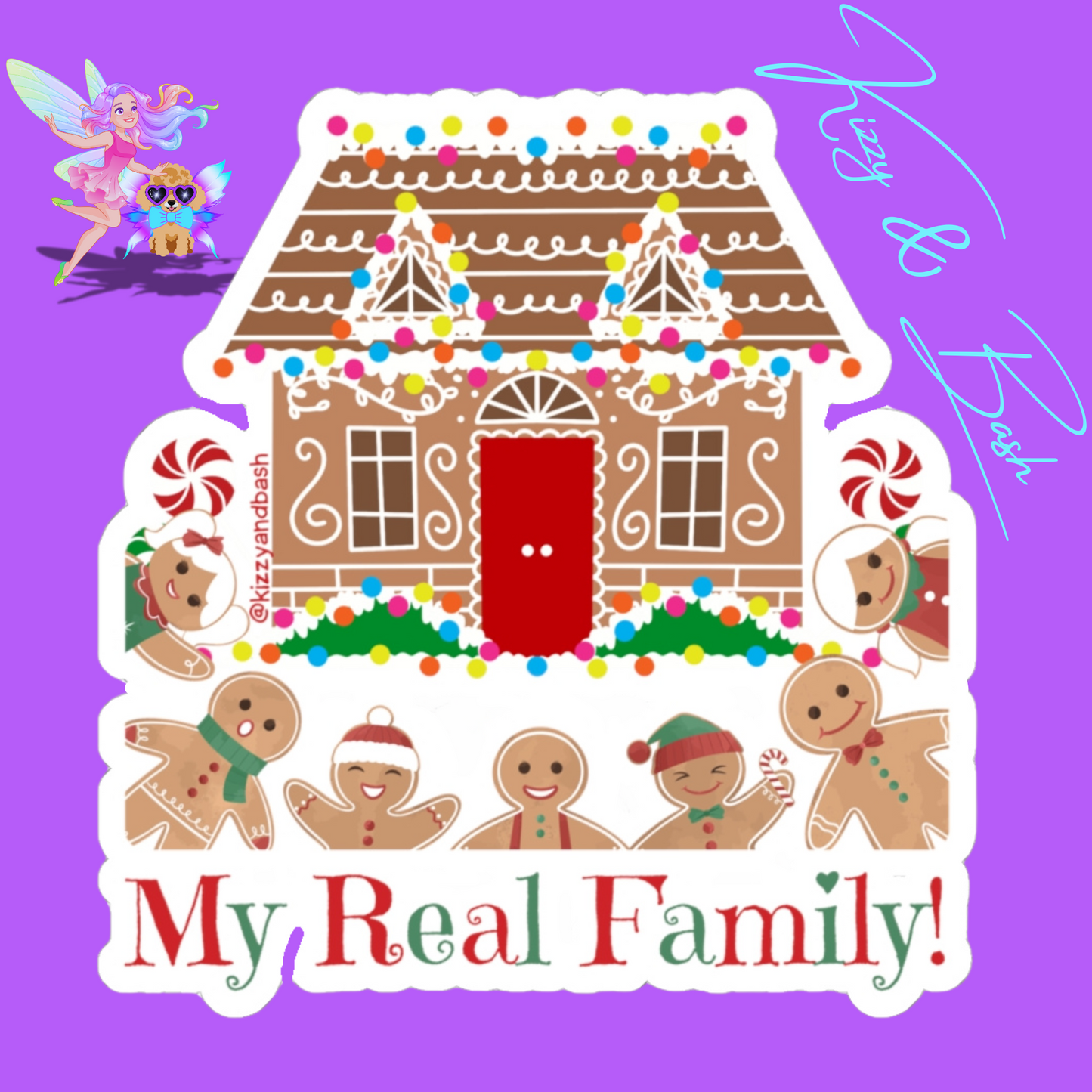 Funny Gingerbread Sticker Gingerbread Family Sticker Fun Gift for Gingerbread Fans Gift for Holiday Bakers My Real Family Kiss-Cut Stickers