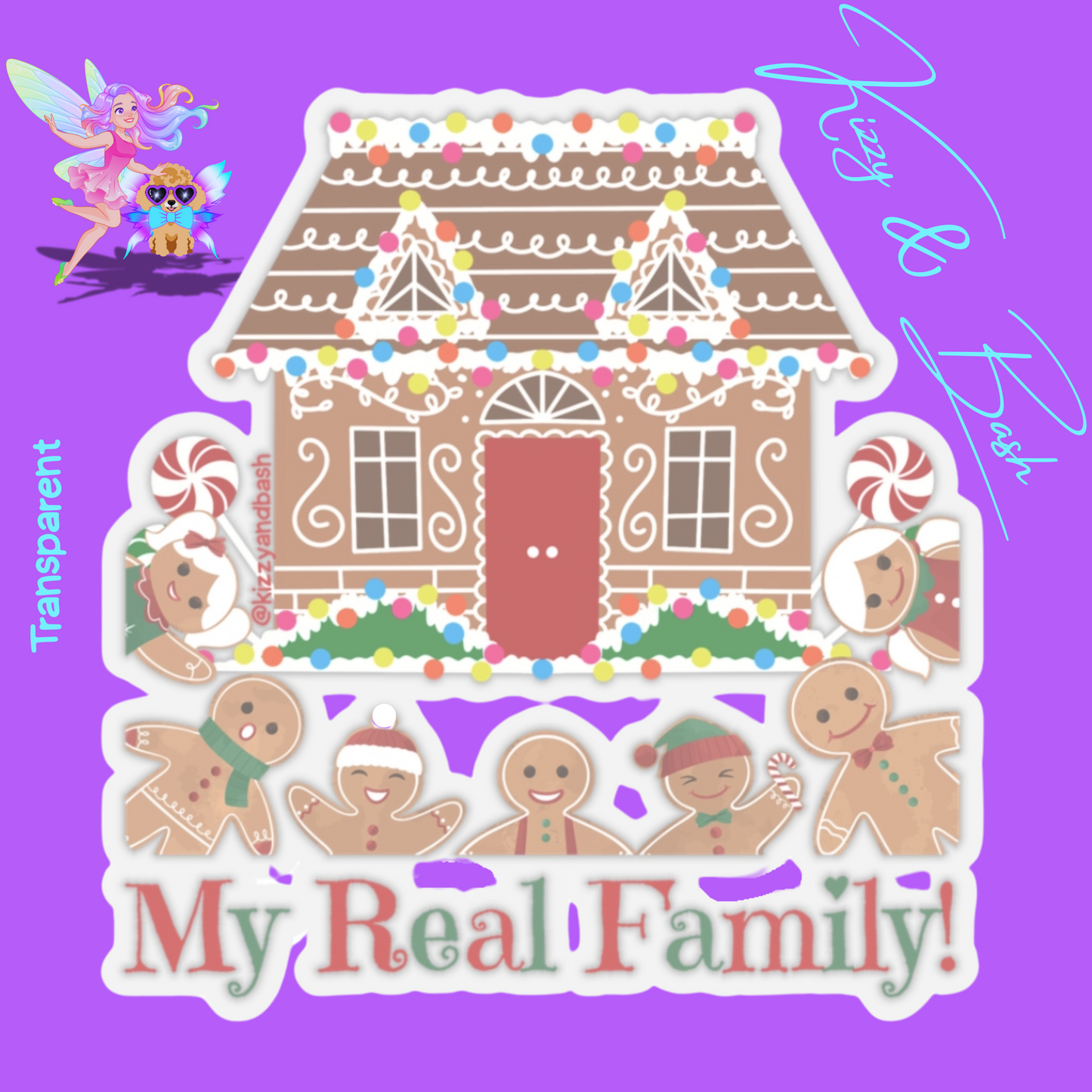 Funny Gingerbread Sticker Gingerbread Family Sticker Fun Gift for Gingerbread Fans Gift for Holiday Bakers My Real Family Kiss-Cut Stickers
