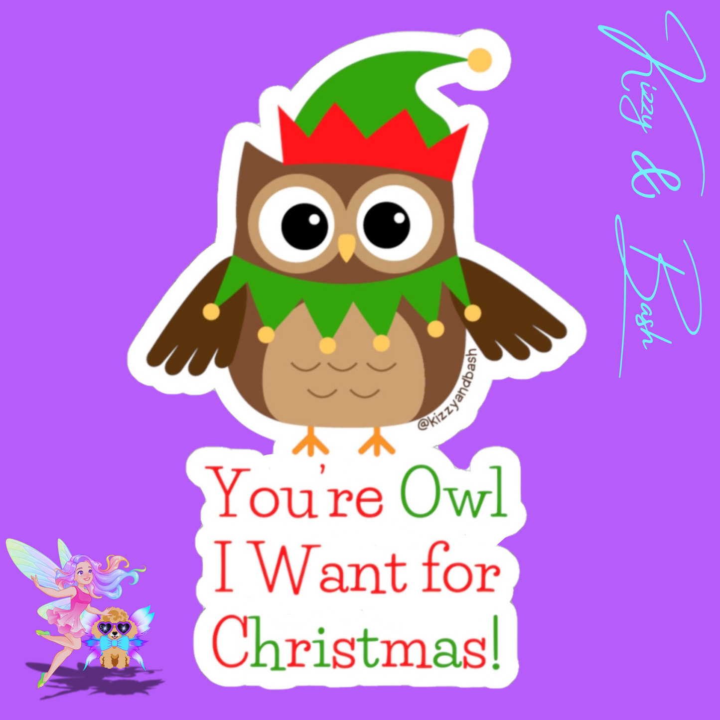 Cute Owl Sticker Funny Christmas Sticker Perfect Christmas Gift for Owl Lovers Unique Owl Gift for Kids Christmas Hoot Owl Christmas Pun Stickers You're Owl I Want for Christmas Kiss-Cut Stickers