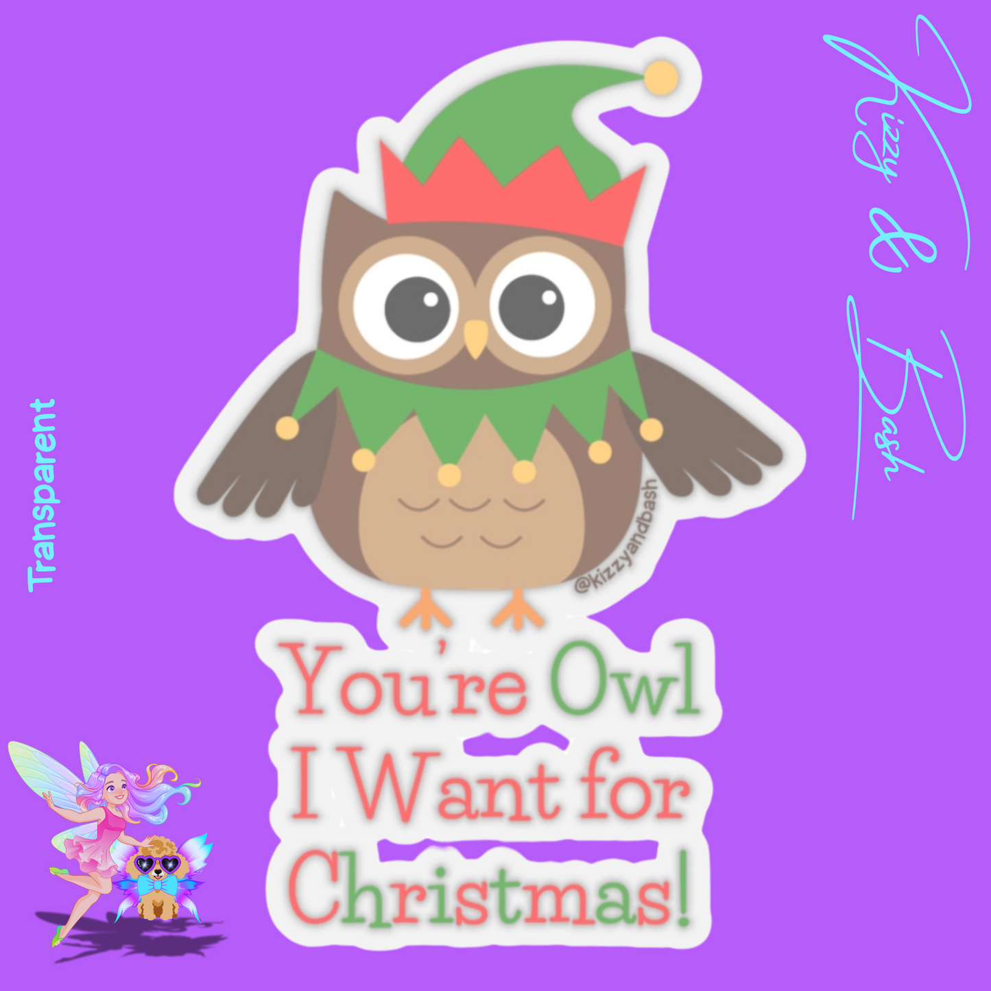 Cute Owl Sticker Funny Christmas Sticker Perfect Christmas Gift for Owl Lovers Unique Owl Gift for Kids Christmas Hoot Owl Christmas Pun Stickers You're Owl I Want for Christmas Kiss-Cut Stickers