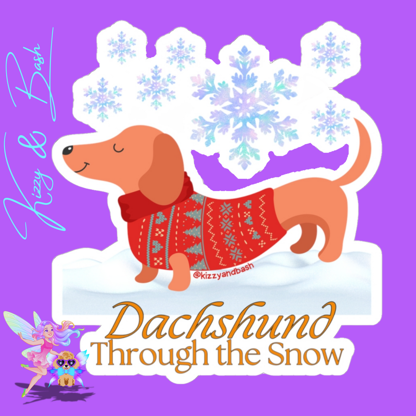 Cute Christmas Wiener Dog Sticker Funny Gift for Dog Lovers Unique Dachshund Lovers Gift for Dog Mom or Dog Dad Cute Christmas Stickers Dachshund Through the Snow Holiday Dog Kiss-Cut Stickers