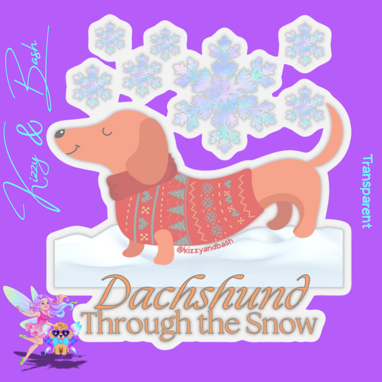 Cute Christmas Wiener Dog Sticker Funny Gift for Dog Lovers Unique Dachshund Lovers Gift for Dog Mom or Dog Dad Cute Christmas Stickers Dachshund Through the Snow Holiday Dog Kiss-Cut Stickers