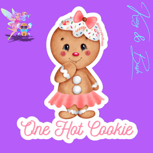 Gingerbread Sticker Cute Gingerbread Girl Cookie Sticker One Hot Cookie Sticker Unique Gift for Her Girl Power Gift Idea Funny Gift for Her Perfect Bakery Sticker Cute Christmas Cookie Kiss-Cut Stickers