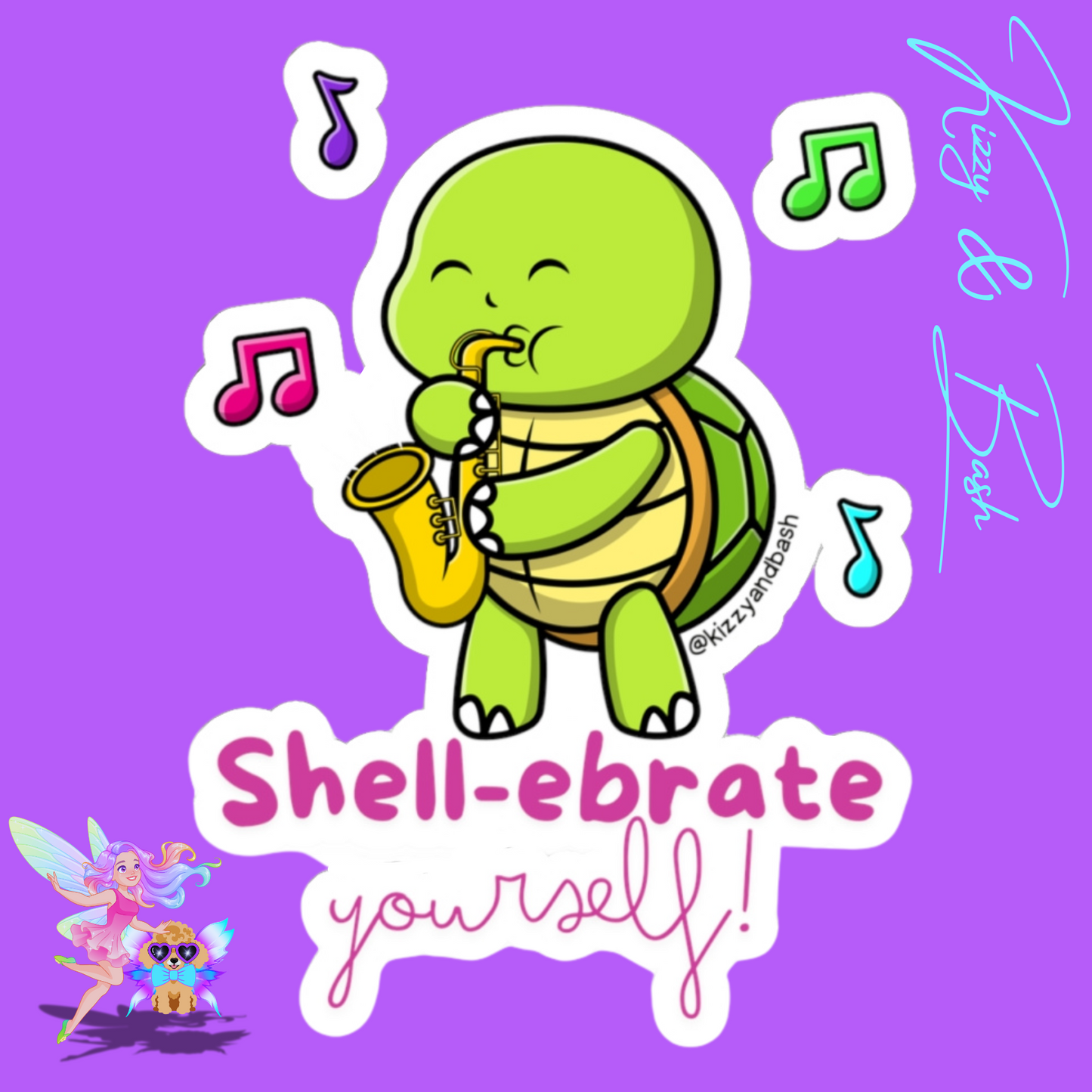 Funny Turtle Sticker Saxophone Playing Turtle Unique Gift for Music Teacher Appreciation Self Motivational Gift Ideas Band Camp Sticker Music Lover Sticker Shell-ebrate Yourself Kiss-Cut Stickers