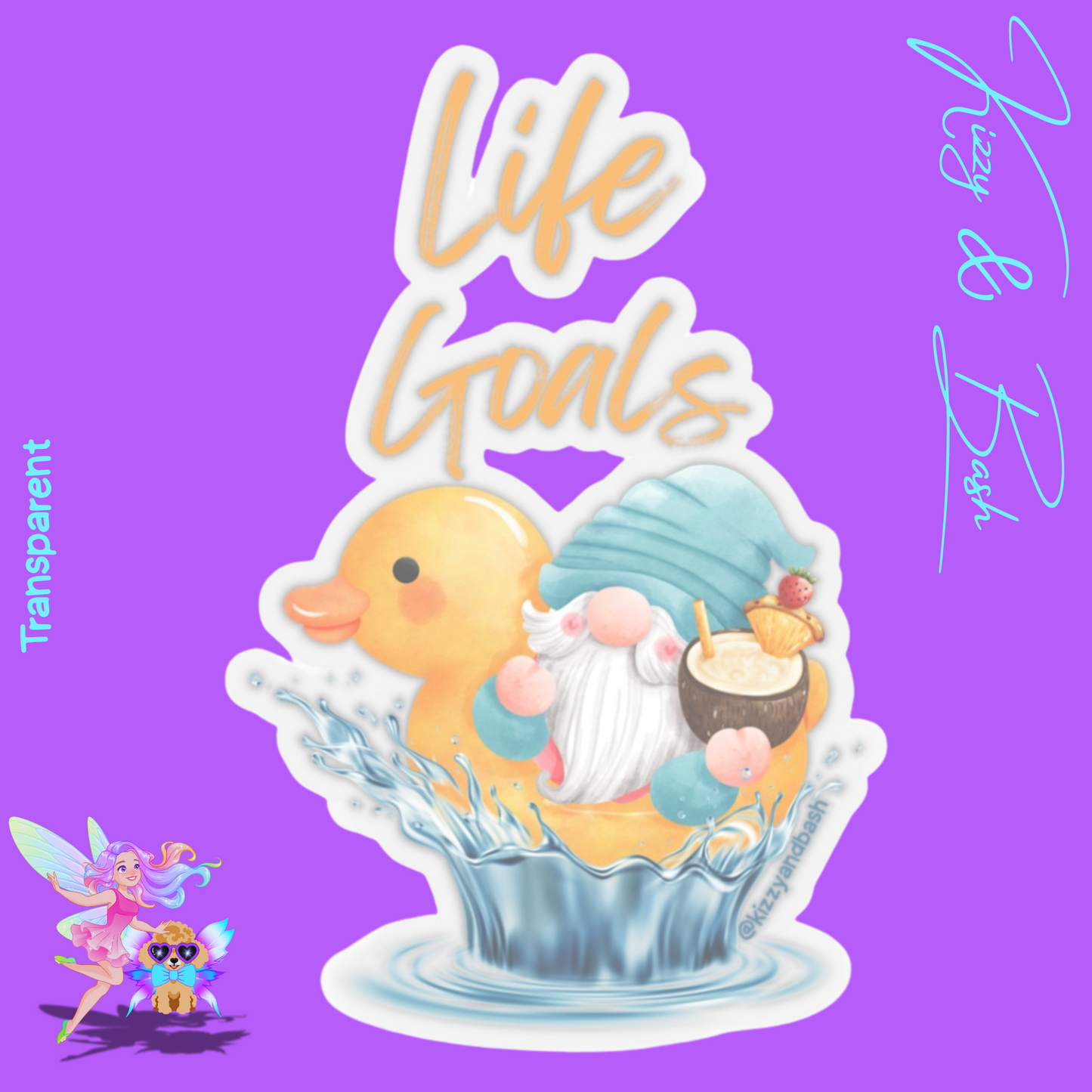 Gnome Riding a Rubber Ducky Sticker Life Goals Kiss-Cut Stickers Funny Gnome Sticker Cute Rubber Ducky Sticker Life Goals Sticker Perfect Gift for Gnome Lovers