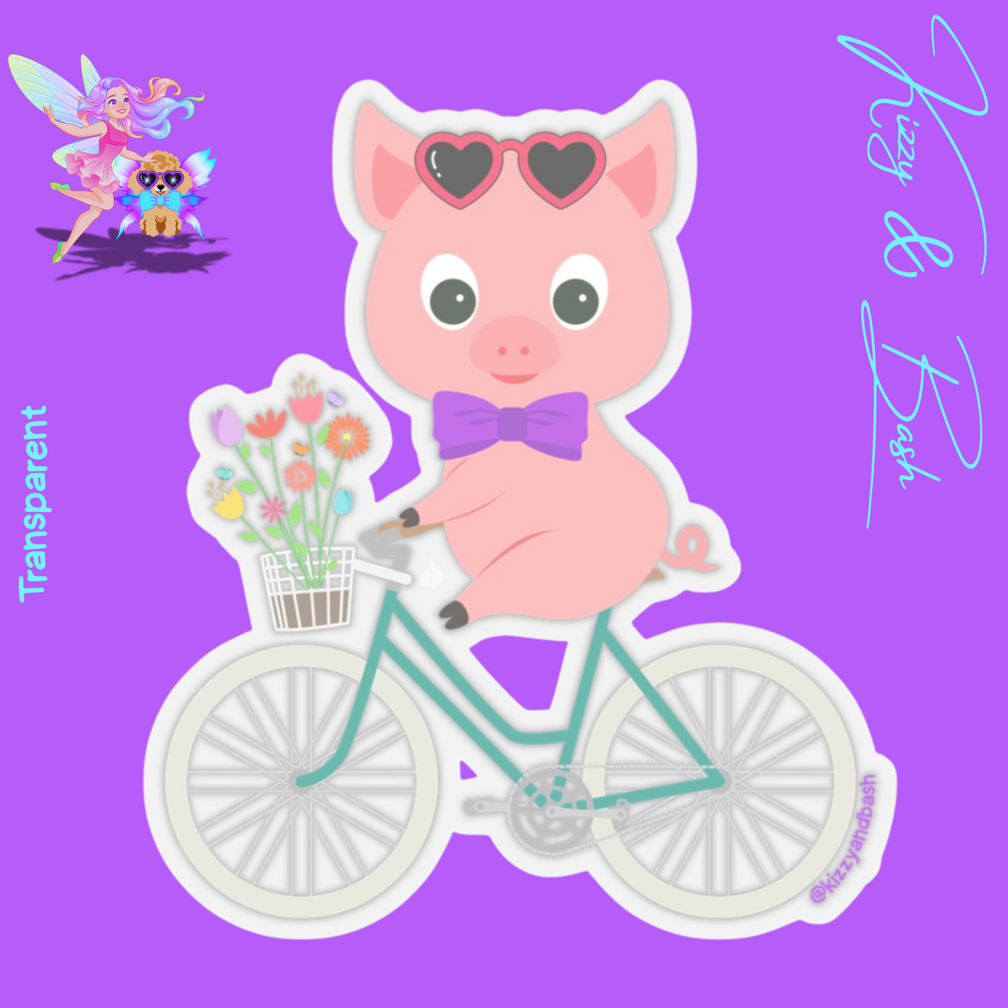 Pig Riding Bicycle Kiss-Cut Stickers Perfect Gift for Pig Lovers Unique Gift for Bicycle Lovers Funny Farm Animal Sticker Cute Pig Gift for Teacher