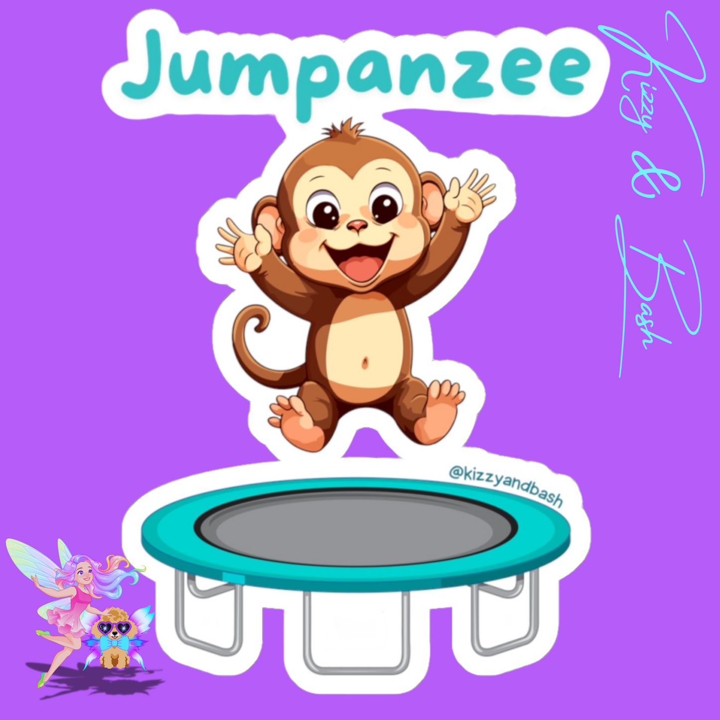 Jumpanzee Sticker Monkey Jumping on Trampoline Kiss-Cut Stickers Funny Stickers for Kids Trampoline Lover Gift Gymnastics Lover Gift Perfect Gift for Monkey Lovers