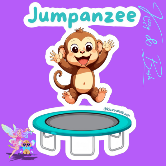 Jumpanzee Sticker Monkey Jumping on Trampoline Kiss-Cut Stickers Funny Stickers for Kids Trampoline Lover Gift Gymnastics Lover Gift Perfect Gift for Monkey Lovers
