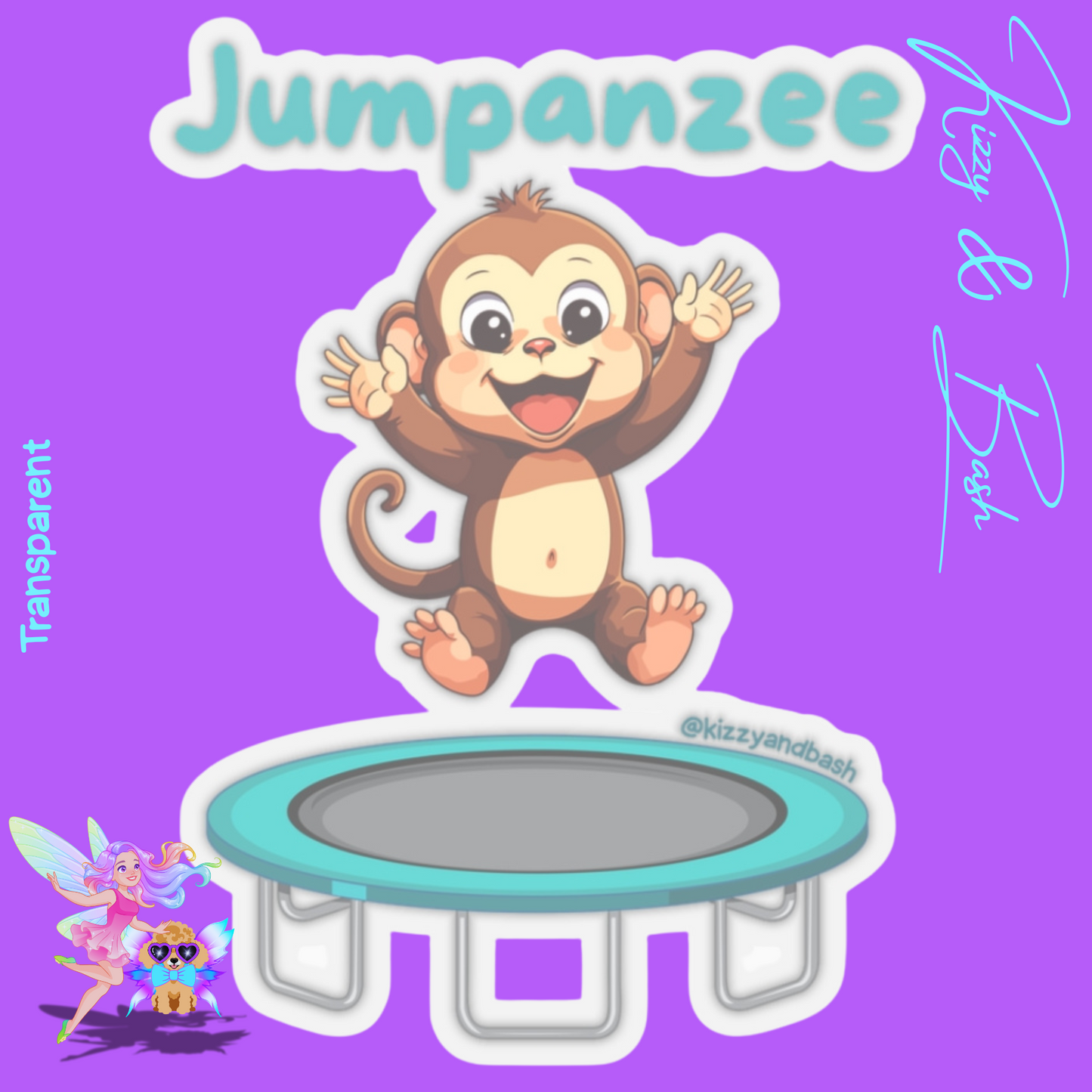 Jumpanzee Sticker Monkey Jumping on Trampoline Kiss-Cut Stickers Funny Stickers for Kids Trampoline Lover Gift Gymnastics Lover Gift Perfect Gift for Monkey Lovers