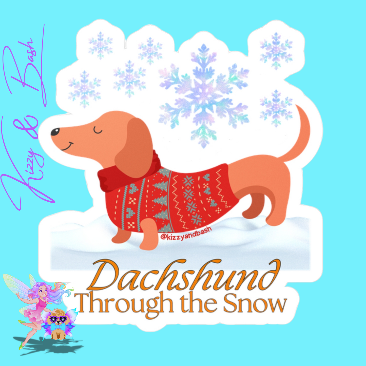 Waterproof Christmas Wiener Dog Decal Unique Christmas Gift for Dog Lovers Funny Dachshund Sticker Decal Cute Christmas Decal Dachshund Through the Snow - Holiday Dog - Kiss-Cut Vinyl Decals