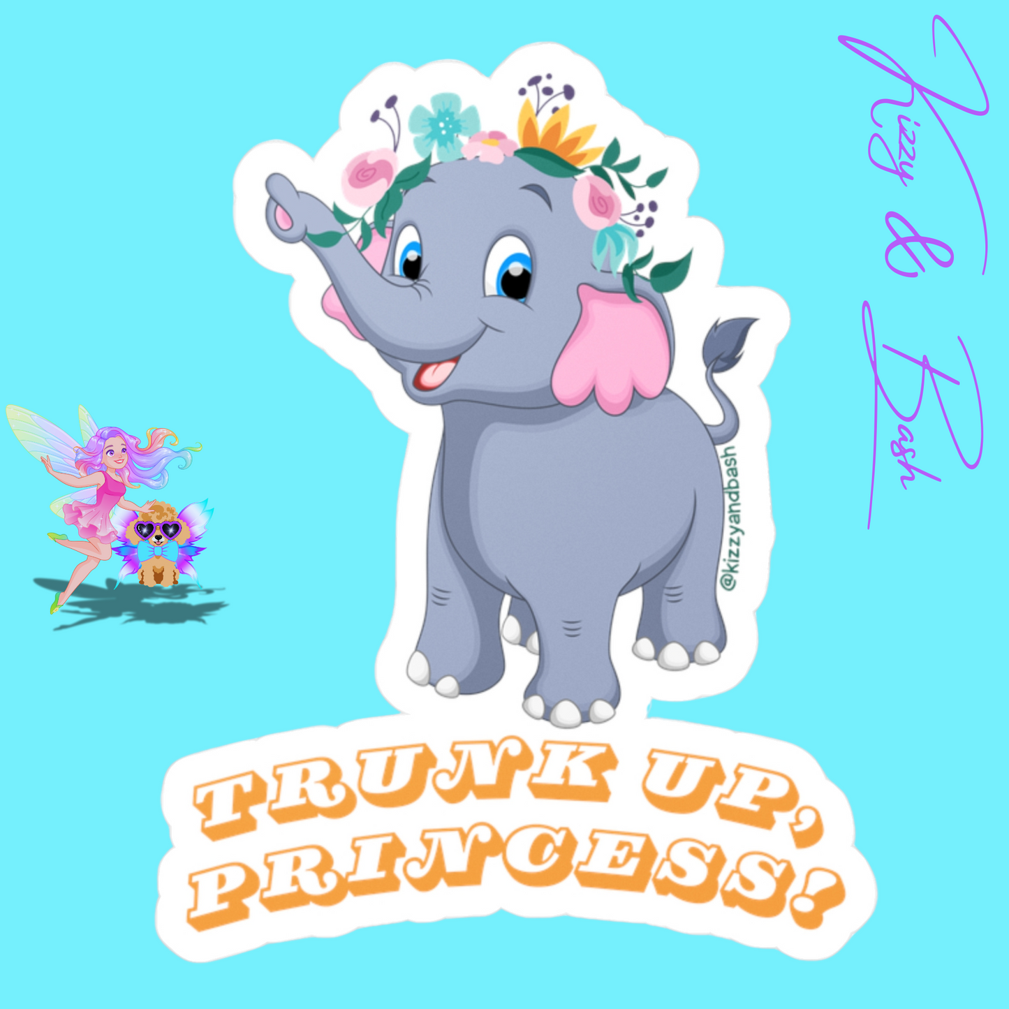 Waterproof Elephant Decal Elephant Princess Decal Trunk Up, Princess Girl Power Decal Unique Gift for Her Perfect Gift for Princess Lovers Royal Elephant Kiss-Cut Vinyl Decals