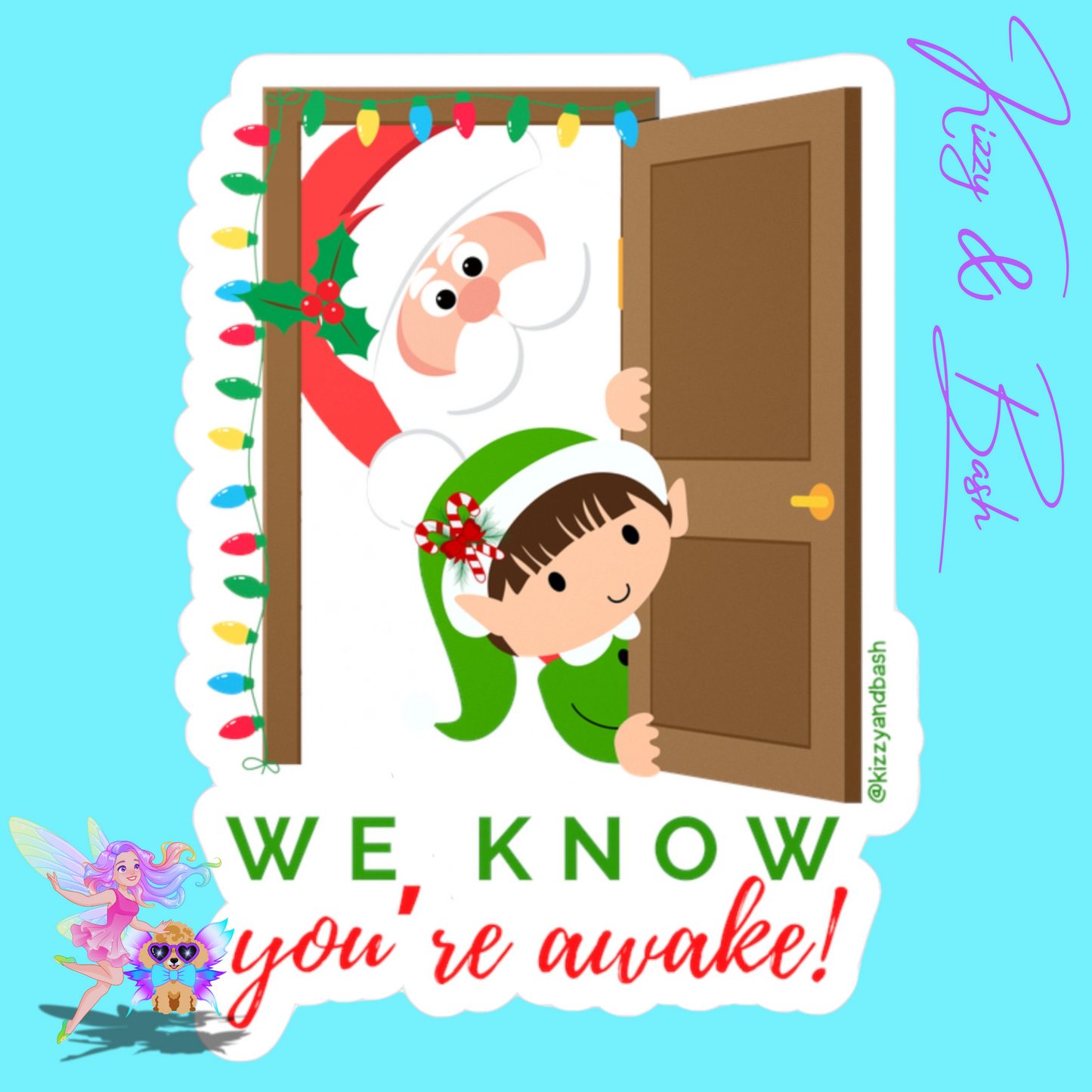 Waterproof Santa and Elf Decal Funny Christmas Sticker Unique Christmas Decal Perfect Gift for Christmas We Know You're Awake Holiday Kiss-Cut Vinyl Decals