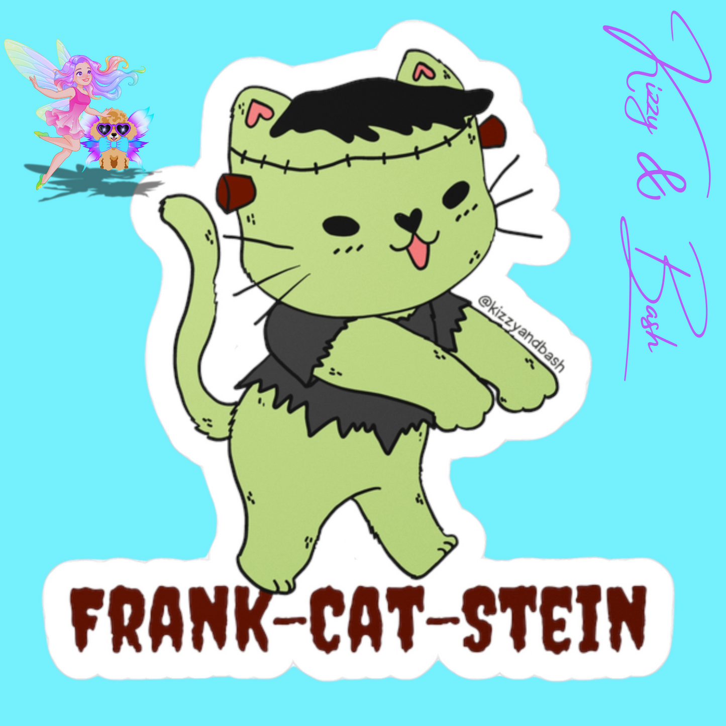 Waterproof Frankenstein Decal Funny Halloween Decal Perfect Gift for Cat Lovers Unique Gift for Cat Mom or Cat Dad Frank-Cat-Stein Cute Halloween Sticker Decal Frankenstein Kitty Cat Halloween Kiss-Cut Vinyl Decals