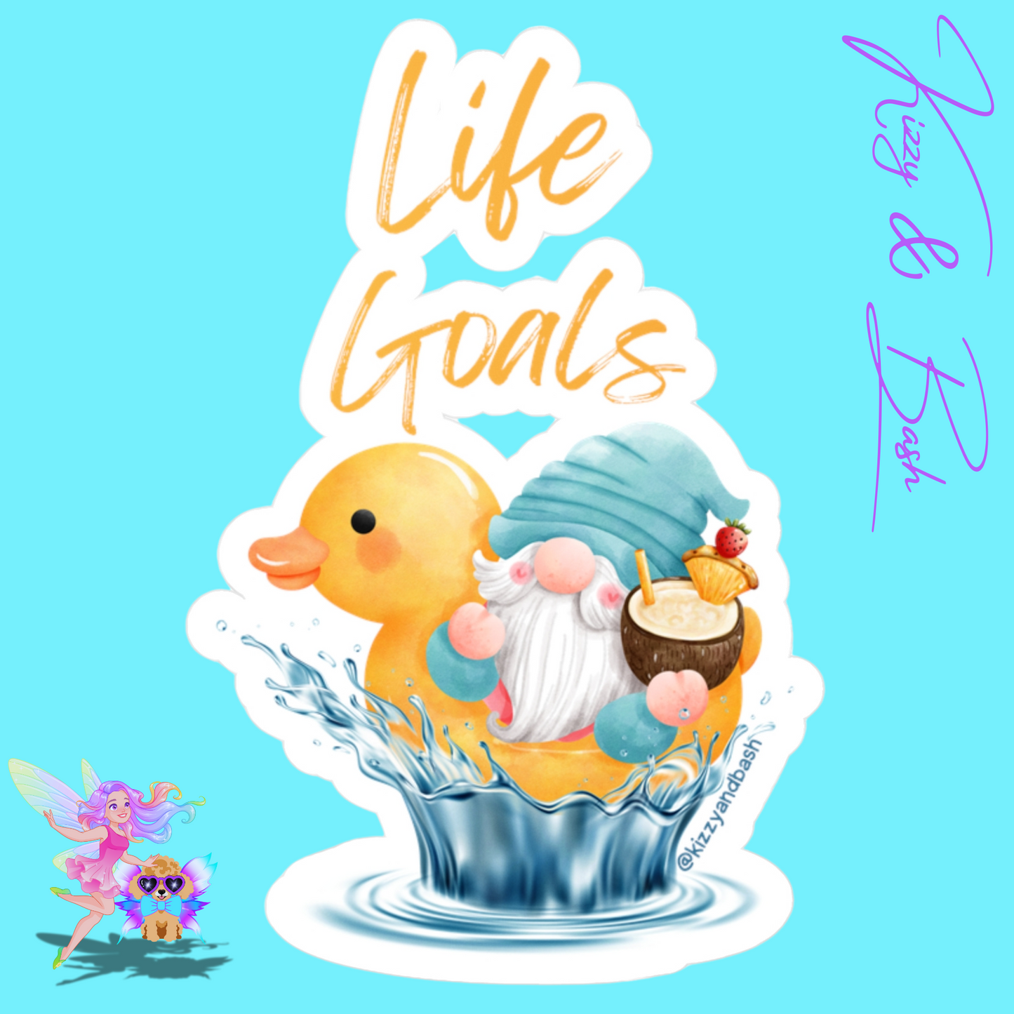 Waterproof Gnome Riding a Rubber Ducky Decal Life Goals Kiss-Cut Vinyl Decals Unique Gnome Lover Gift Perfect Rubber Ducky Sticker Deca Unique Water Life Decal Chill Vibes Only Kiss-Cut Vinyl Decals
