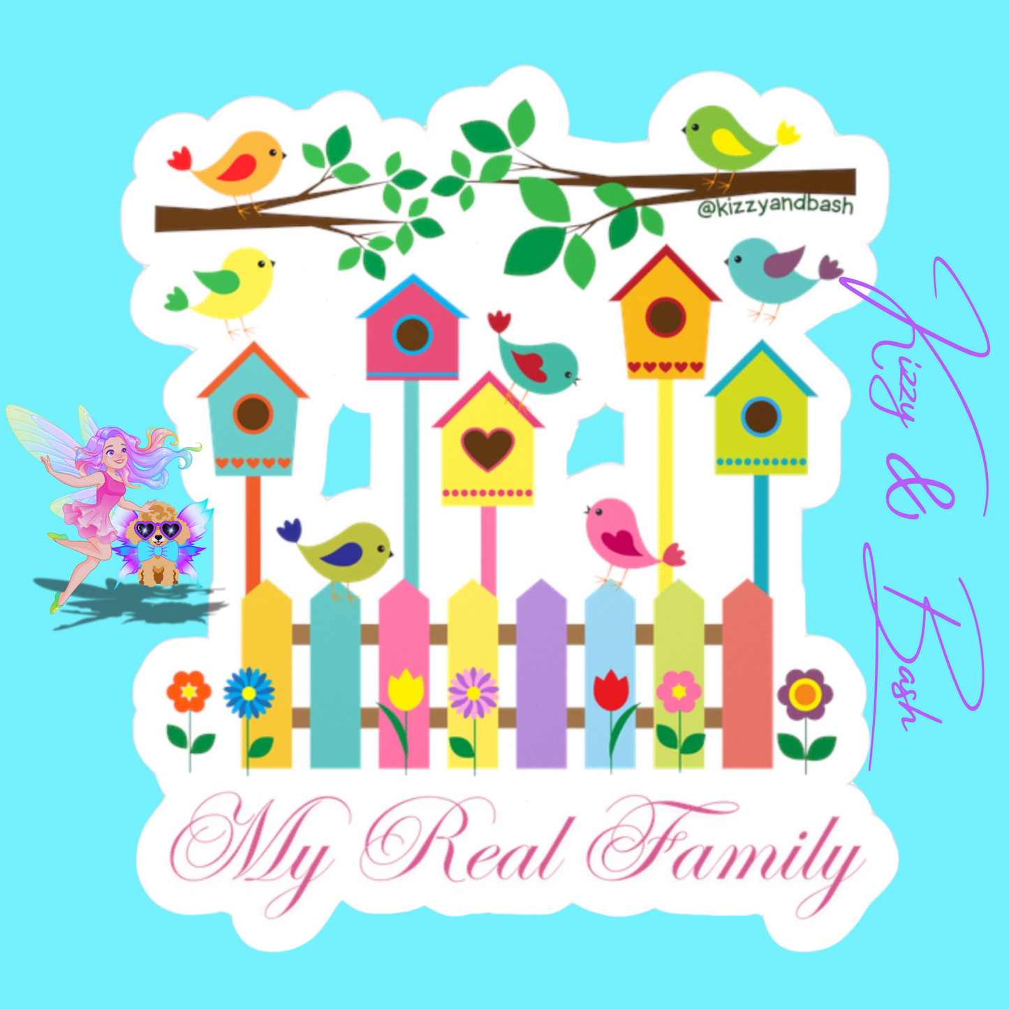 Waterproof Bird Decal Unique Gift for Bird Lovers Fun Decals for Nature Lovers Colorful Spring Decal My Tribe Gift Idea My Real Family Kiss-Cut Vinyl Decals