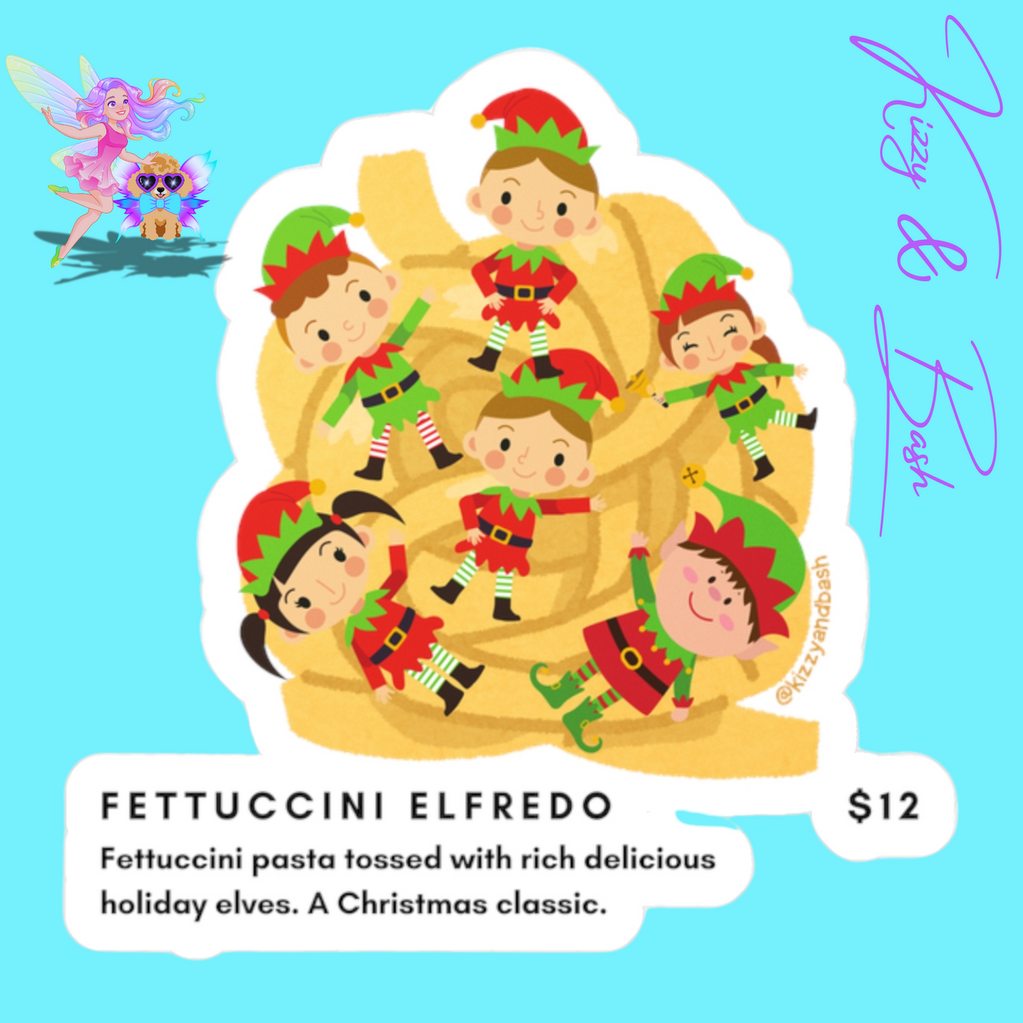 Waterproof Christmas Elves Decal Elves Tossed in Pasta Hilarious Christmas Decal Perfect Gift for Elf Lovers Funny Foodie Decal Unique Holiday Decal Fettuccini Elfredo Kiss-Cut Vinyl Decals