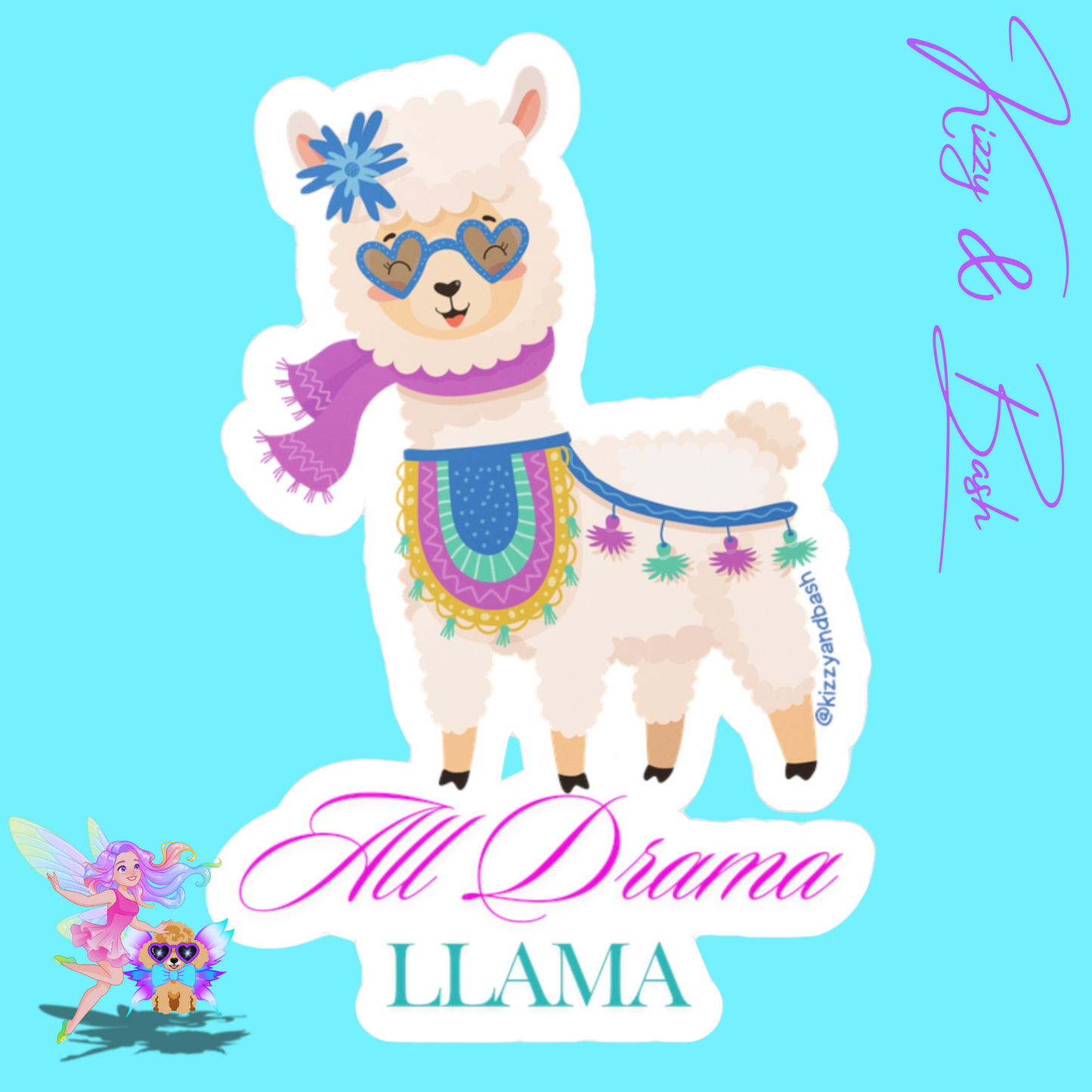 Waterproof All Drama Llama Kiss-Cut Vinyl Decals Funny Farm Animal Gift Perfect Gift for Drama Teacher Unique Animal Gift for Her Adorable Animal Stickers for Kids