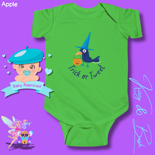 Cute Raven Onesie Black Bird Funny Halloween Outfit for Baby Halloween Onesie Bird Lovers Unique Baby Shower Gift for Halloween Baby Perfect Gift for Bird Baby Nursery Trick-or-Treat Outfit for Newborn Trick or Tweet Infant Fine Jersey Bodysuit