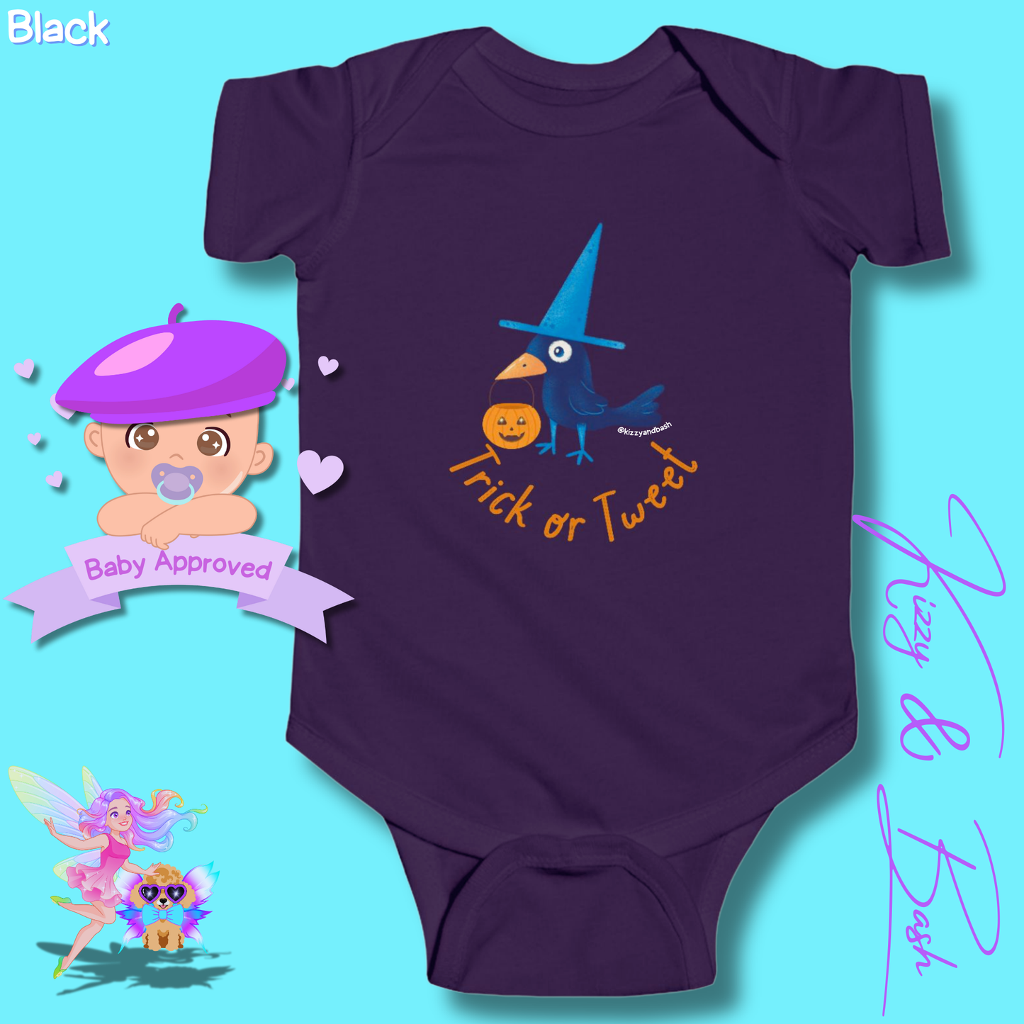 Cute Raven Onesie Black Bird Funny Halloween Outfit for Baby Halloween Onesie Bird Lovers Unique Baby Shower Gift for Halloween Baby Perfect Gift for Bird Baby Nursery Trick-or-Treat Outfit for Newborn Trick or Tweet Infant Fine Jersey Bodysuit