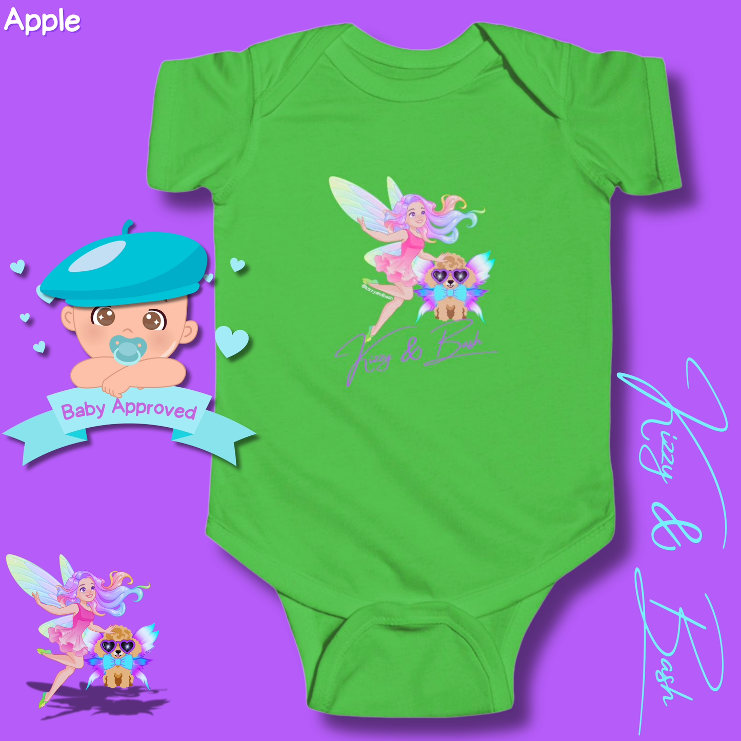 Cute Fairy Onesie for Baby Fairy Outfit for Newborn Colorful Fairy Girl and Red Toy Poodle Fairy Unique Baby Shower Gift Fairy Nursery Decor Kizzy and Bash Infant Fine Jersey Bodysuit