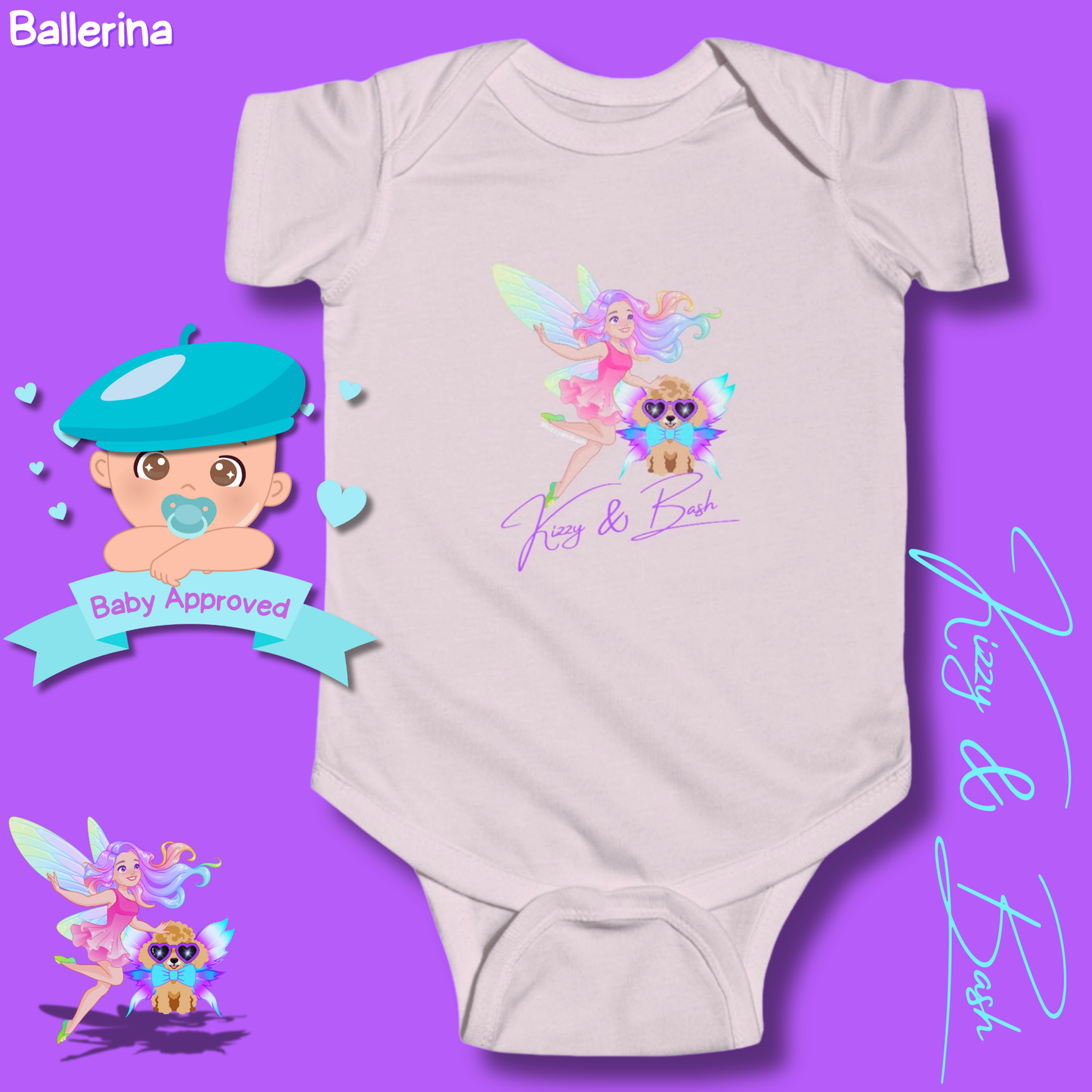 Cute Fairy Onesie for Baby Fairy Outfit for Newborn Colorful Fairy Girl and Red Toy Poodle Fairy Unique Baby Shower Gift Fairy Nursery Decor Kizzy and Bash Infant Fine Jersey Bodysuit