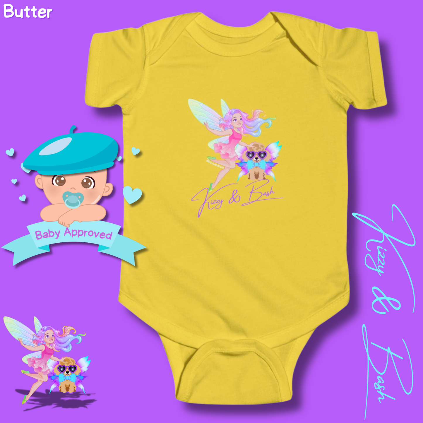 Cute Fairy Onesie for Baby Fairy Outfit for Newborn Colorful Fairy Girl and Red Toy Poodle Fairy Unique Baby Shower Gift Fairy Nursery Decor Kizzy and Bash Infant Fine Jersey Bodysuit